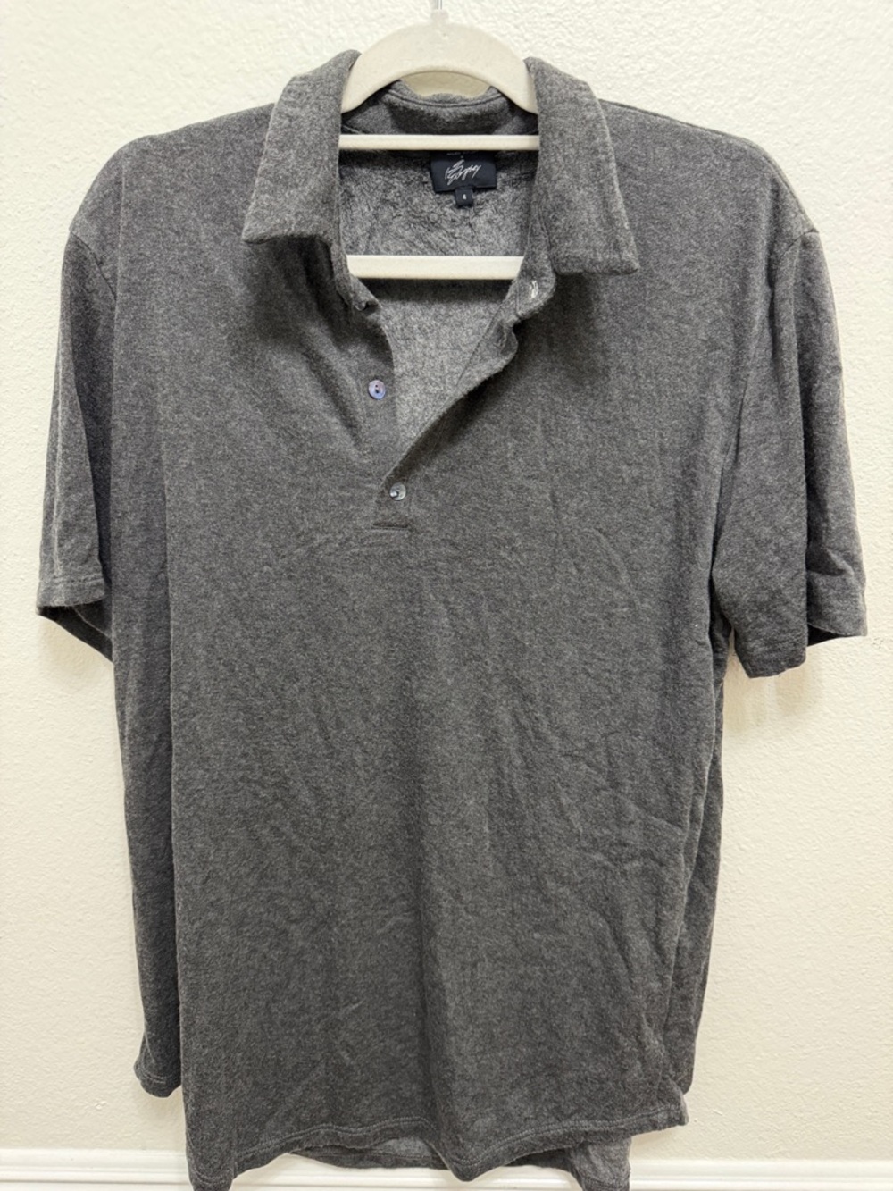 Stussy Men’s Charcoal Short-Sleeve Polo